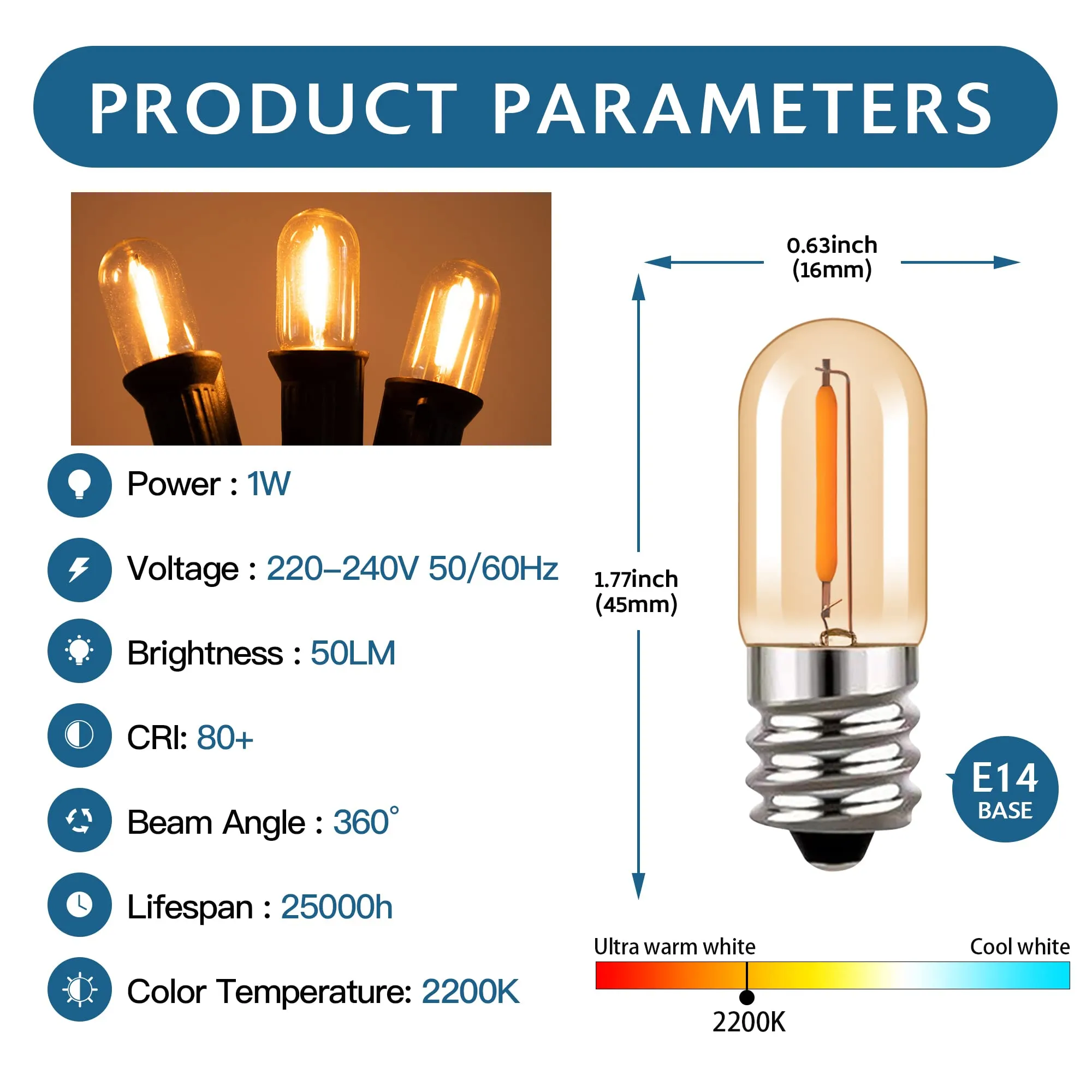 DHgate.com:Dimmable LED Filament Bulb, E14 E27 C7 T22 G40