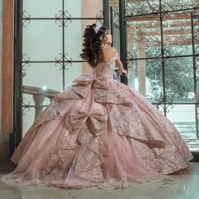 chinese dress ladies Zapaka Women Sparkly Light Pink Sequin Long Pageant Dress with Slit Mermaid Strapless Prom Dress with Slit, Light Pink / US8