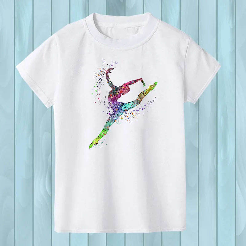 DHgate.com:Gymnast Dancer T-Shirt - Watercolor Rainbow