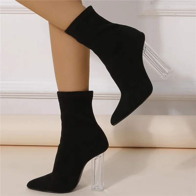 Clear block heel boots hotsell