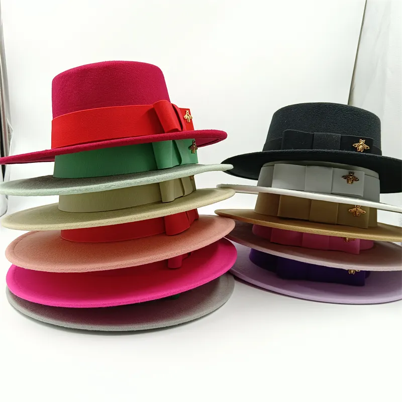 Red Jazz Bow Tie And Braces Fedora Hat With Elastic Band For Men And Women Winter Round Bumpy Surface Flat Top Hat From Ddmydesign 16.68 DHgate.Com