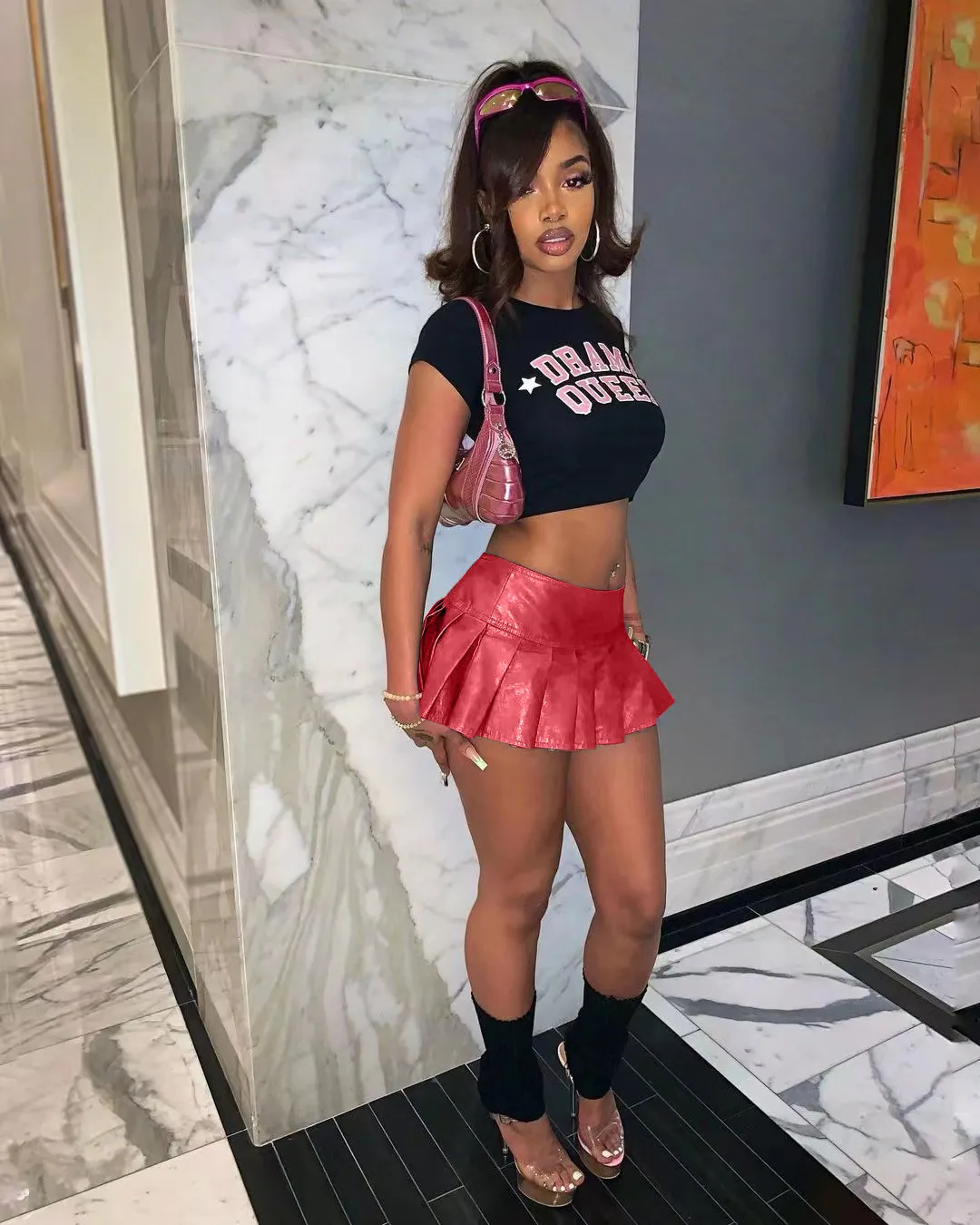 Outfit Ideas Short Flowy Leather Skirt Short Skirt Long Black