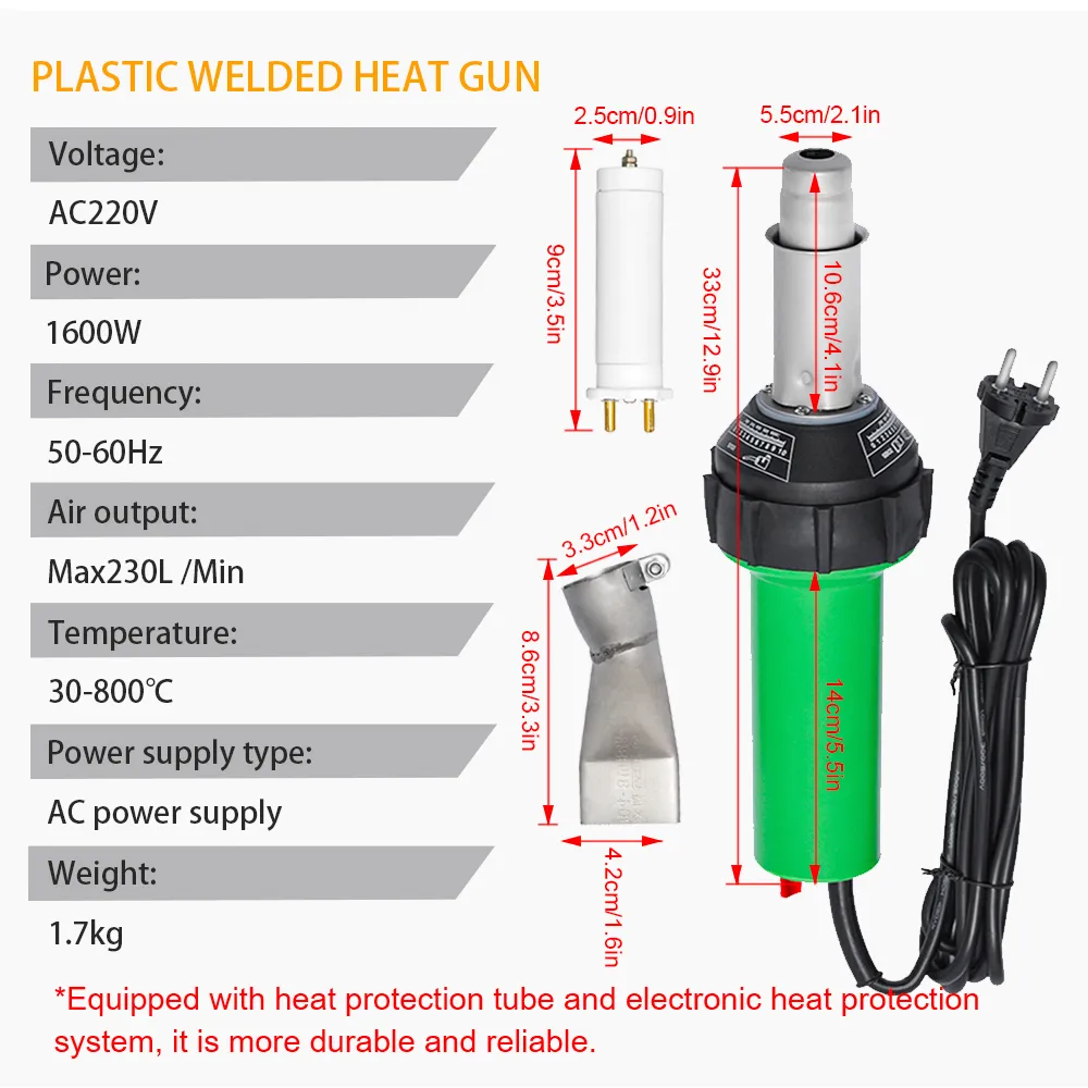 1600W Hot Air Plastic Welder Welding Gun Plastic Repair Welder Kit