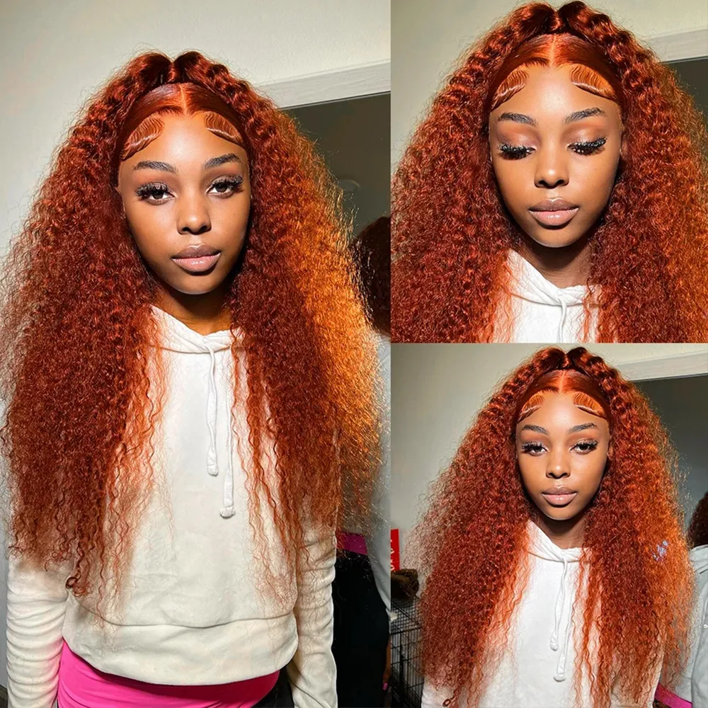 Ginger Remy Remy Fall Orange Deep Wave Lace Front human hair wigs...