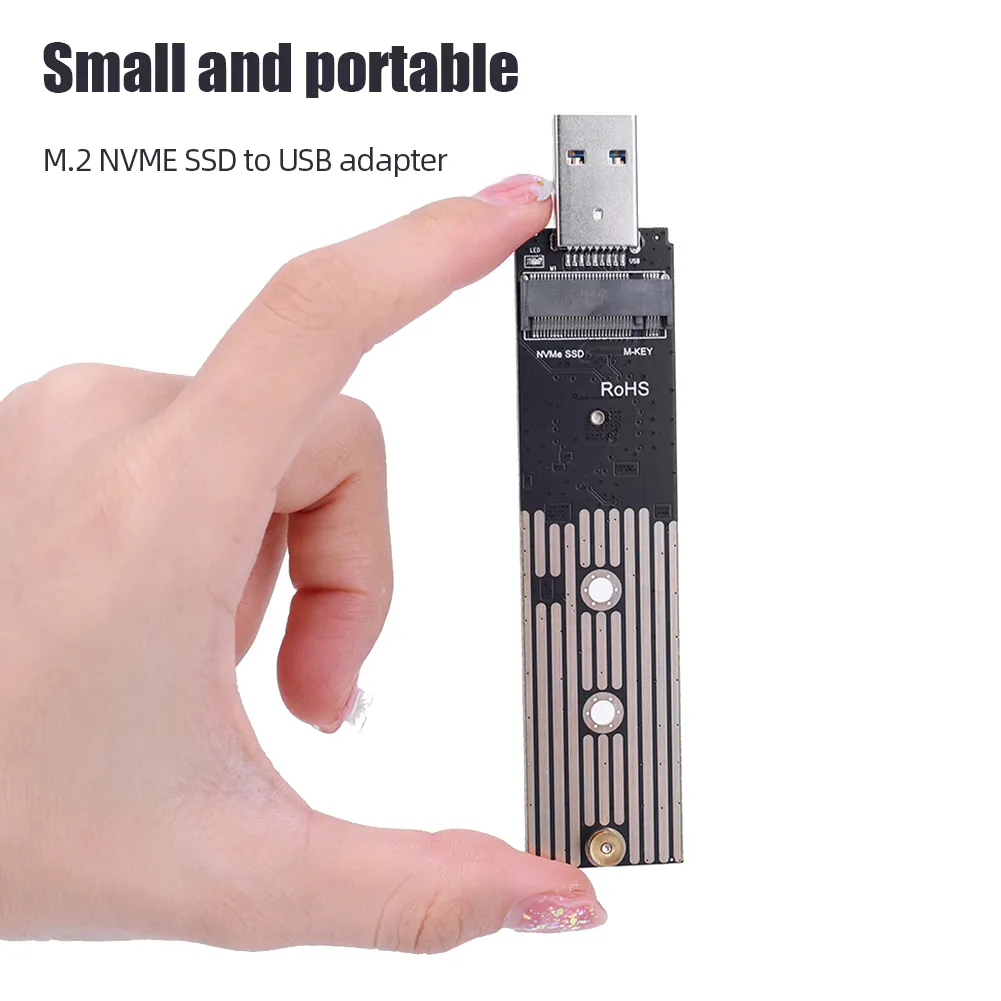 M.2 NVME SSD to USB Adapter USB3.1 Hard Disk Converter 10Gbps Gen 2 Convert Card for Samsung 970 960 Series for Intel NVME SSD