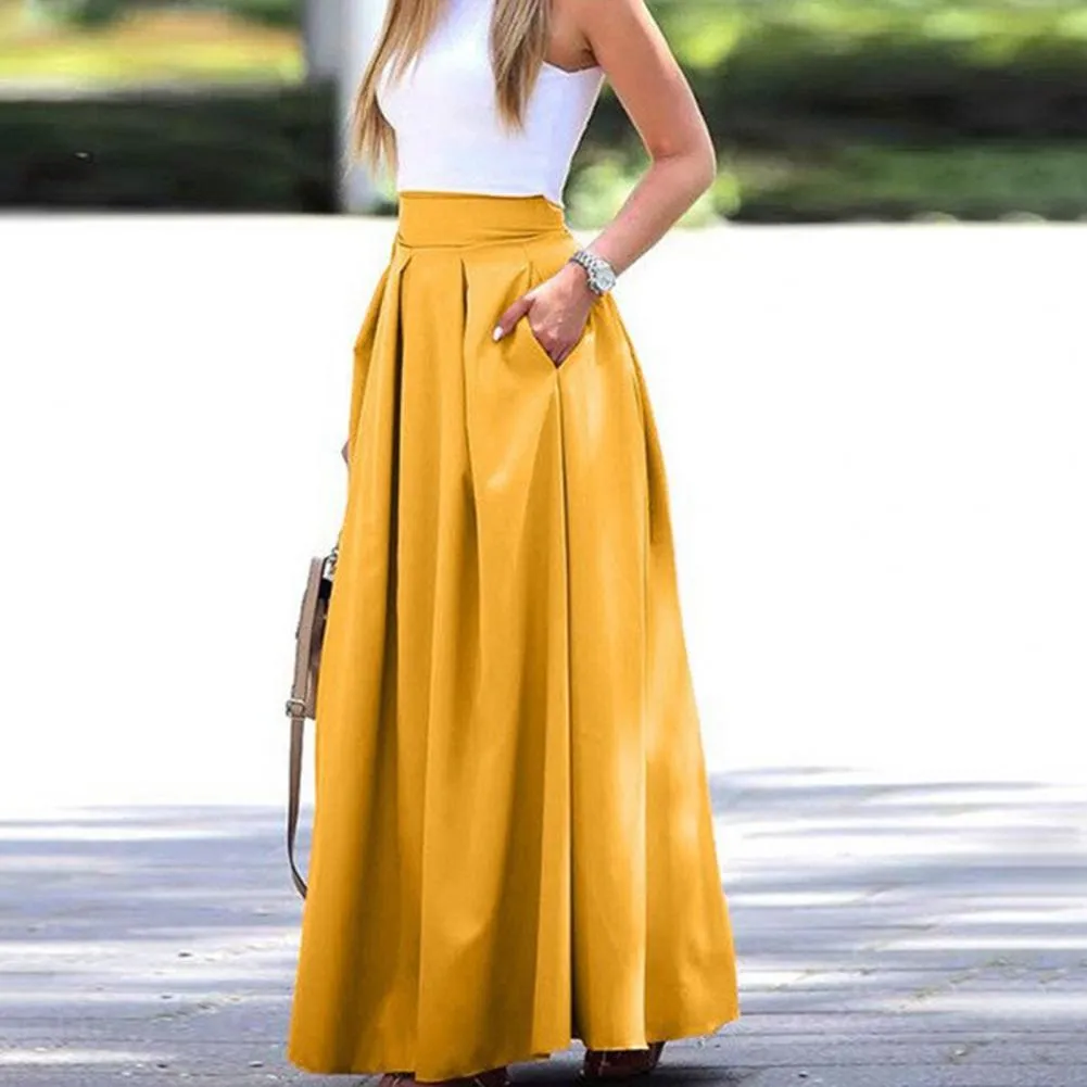 Midi Skirt Yellow Denim Skirt Plus Size Striped Skirts For Women