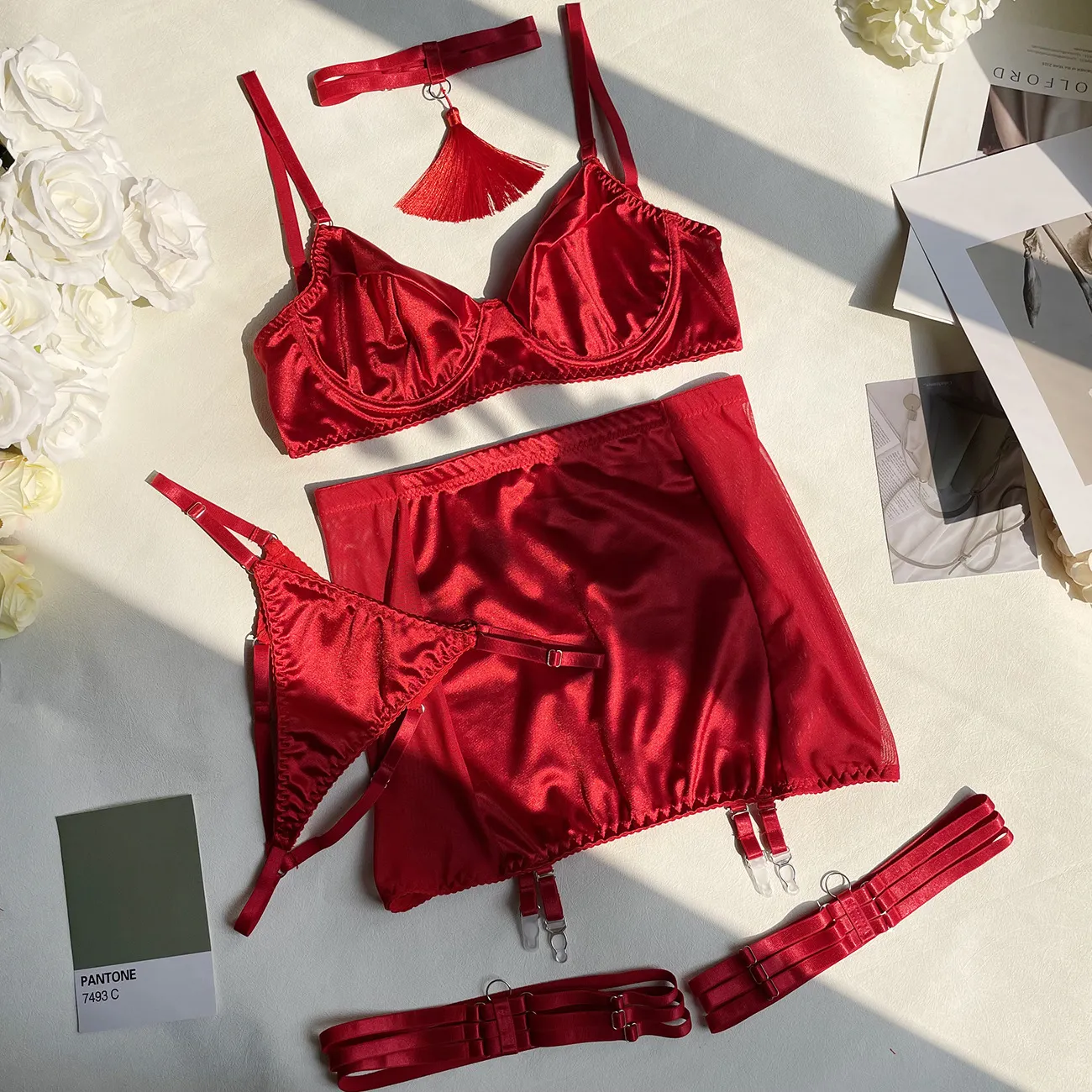 try on haul sexy lingerie Feeling Fine and Sexy Lace Teddy - Red main image 0