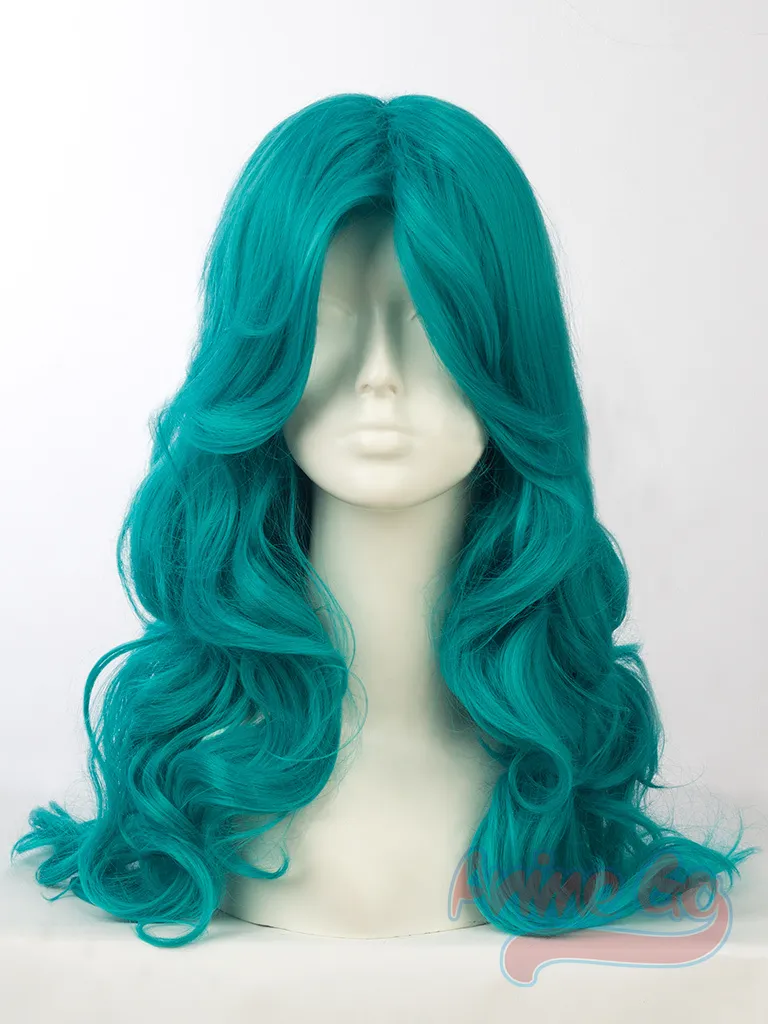 Anime Cosplay Wigs Wavy Teal Wig, Long Synthetic Fiber Hair For
