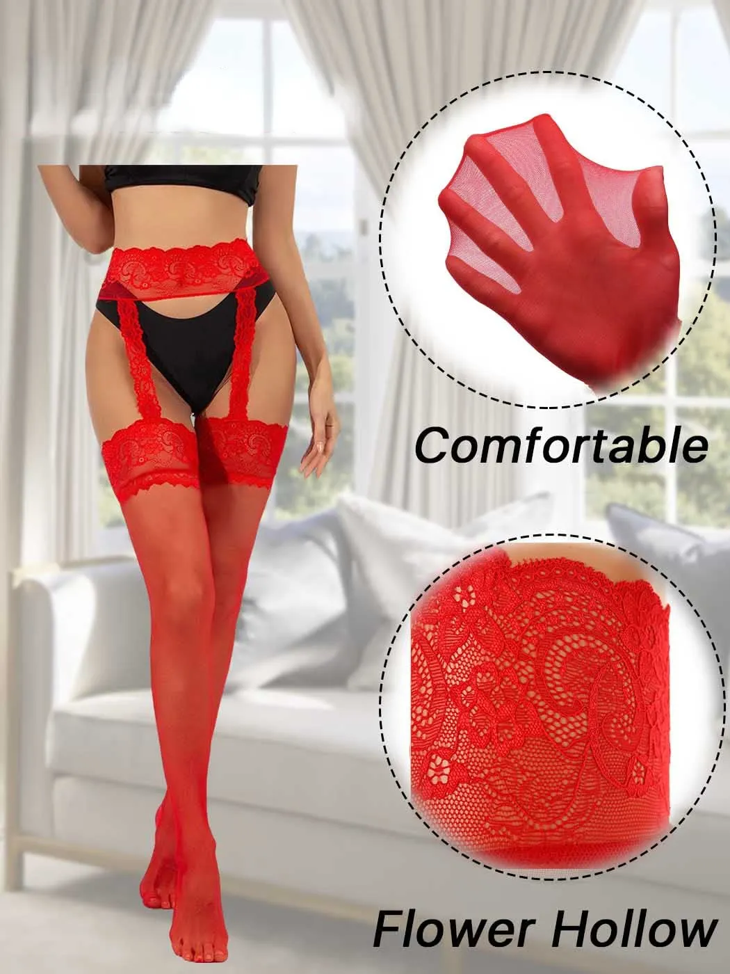Women's High Waist Thigh High Hosiery Lingerie Crotchless Lace Tights with Garter  Belt Red White from Dhgate Socks & Hosiery - price 19.68