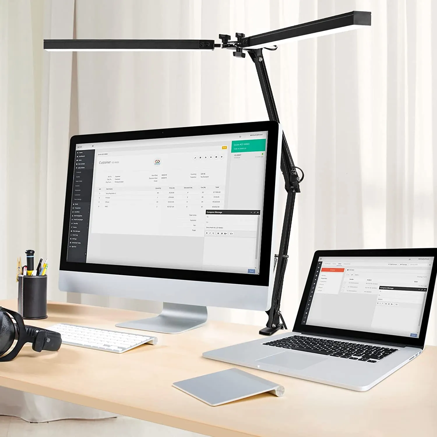Table Lamp, LED Desk Lamp With Clamp And Base, Architect Desk Lamp For Home Office With Remote Control, 24W Ultra Bright Desk Light With Gesture
