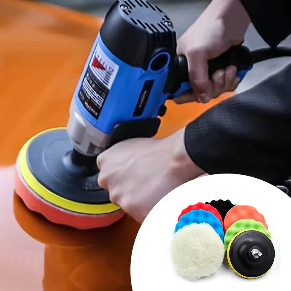 8-Piece Car Polishing Pad Set - 3/4/5/6/7 Inch Self-Adhesive Buffing Pads For Waxing & Polishing