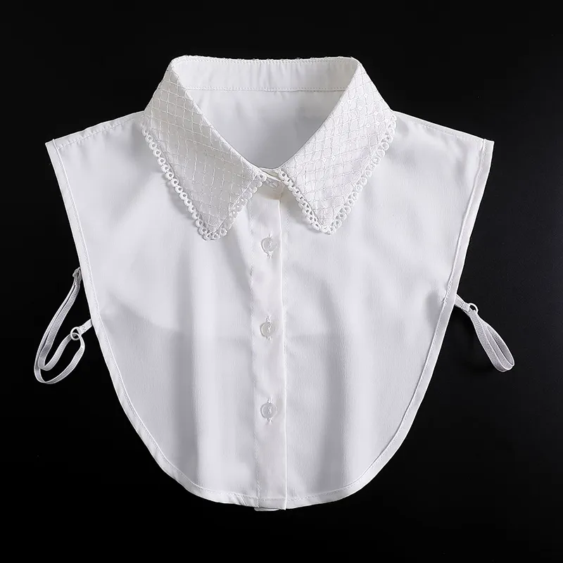 Exquisite Faux Collar - Embroidered Half Shirt Blouse