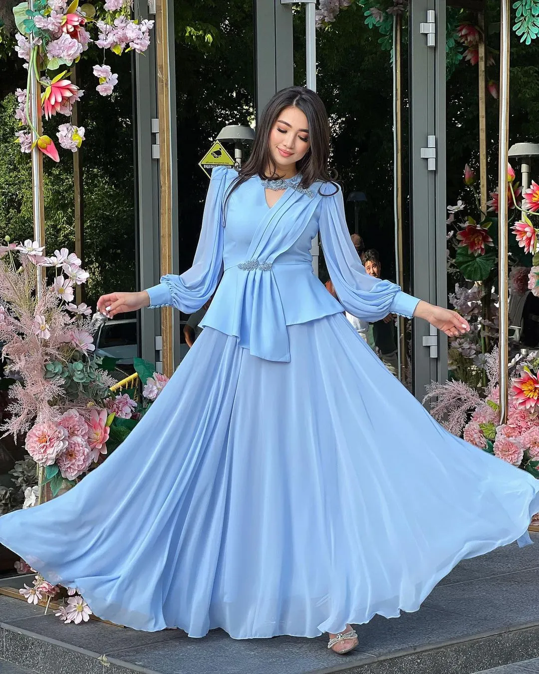 slim fit dress slacks Addina Cream Long Sleeve Maxi Dress - US 18 main image 0