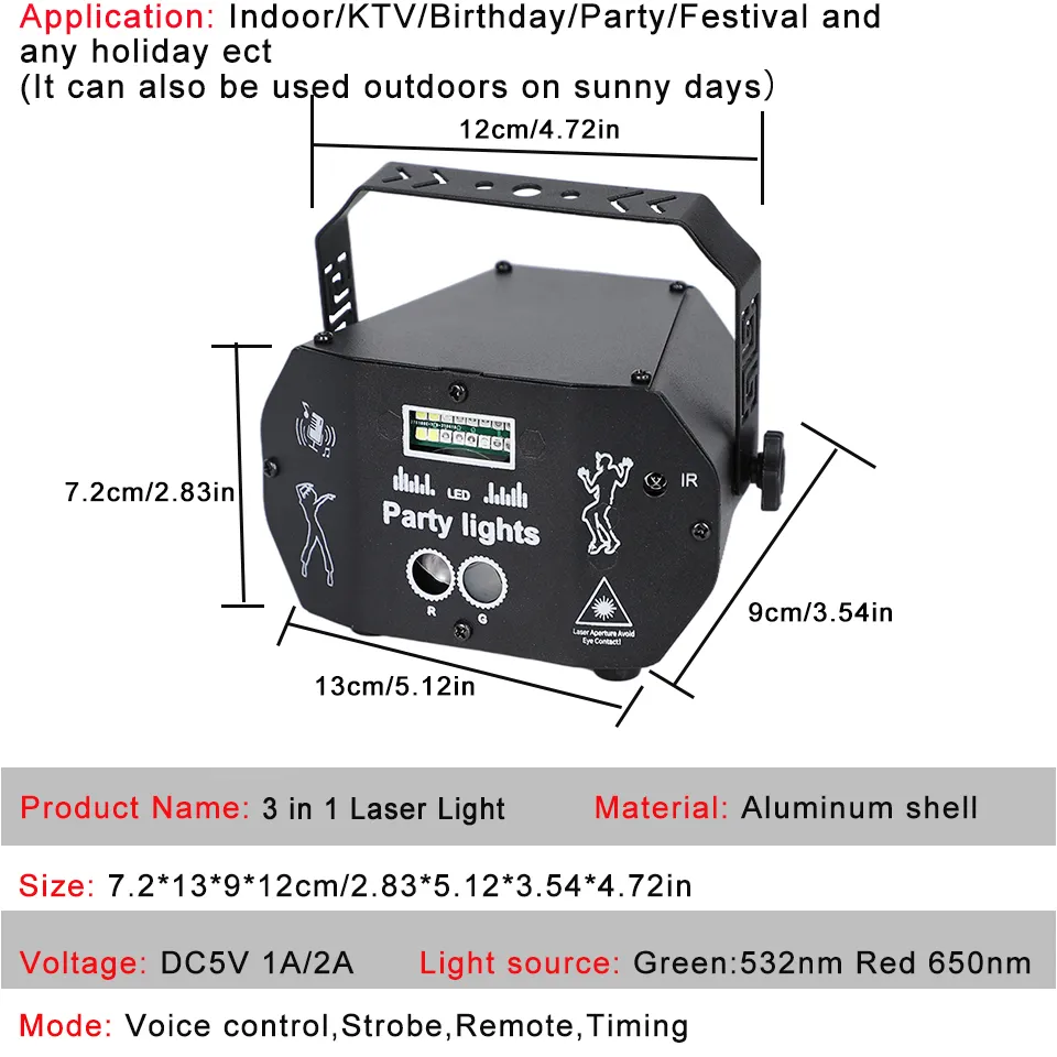 Portable Mini 3 IN 1 Disco Laser Light DJ Party Lights Projector Laser Lamp  Strobe Sound Activated For Xmas Wedding Home Decor From Ddmyday, $89.81 |  DHgate.Com, image size:960x960