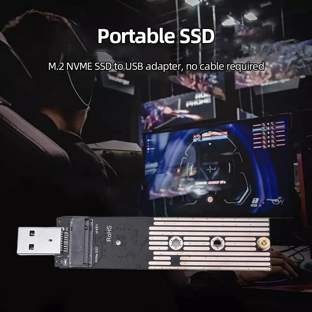 M.2 NVME SSD to USB Adapter USB3.1 Hard Disk Converter 10Gbps Gen 2 Convert Card for Samsung 970 960 Series for Intel NVME SSD