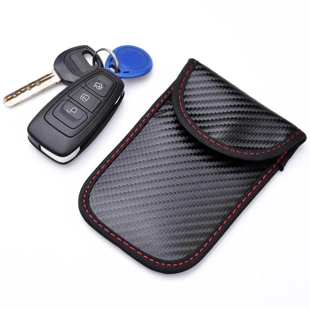 DHgate Faraday Card Case RFID Blocking Key Credit Card Organizer Bag for Privacy Protection Premium Shielding Material Black Securely Stores Car Keys Credit Cards More Office School Business