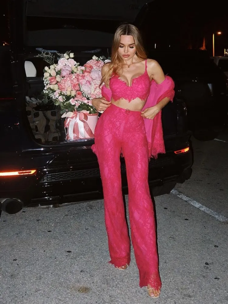 Save Big on Bulk Women's Three Piece Suit Lace Blazer Suit 3Pcs Sets For  Women Rose Red Piece Pantsuits Elegant Party Wear Best Deals on DHgate