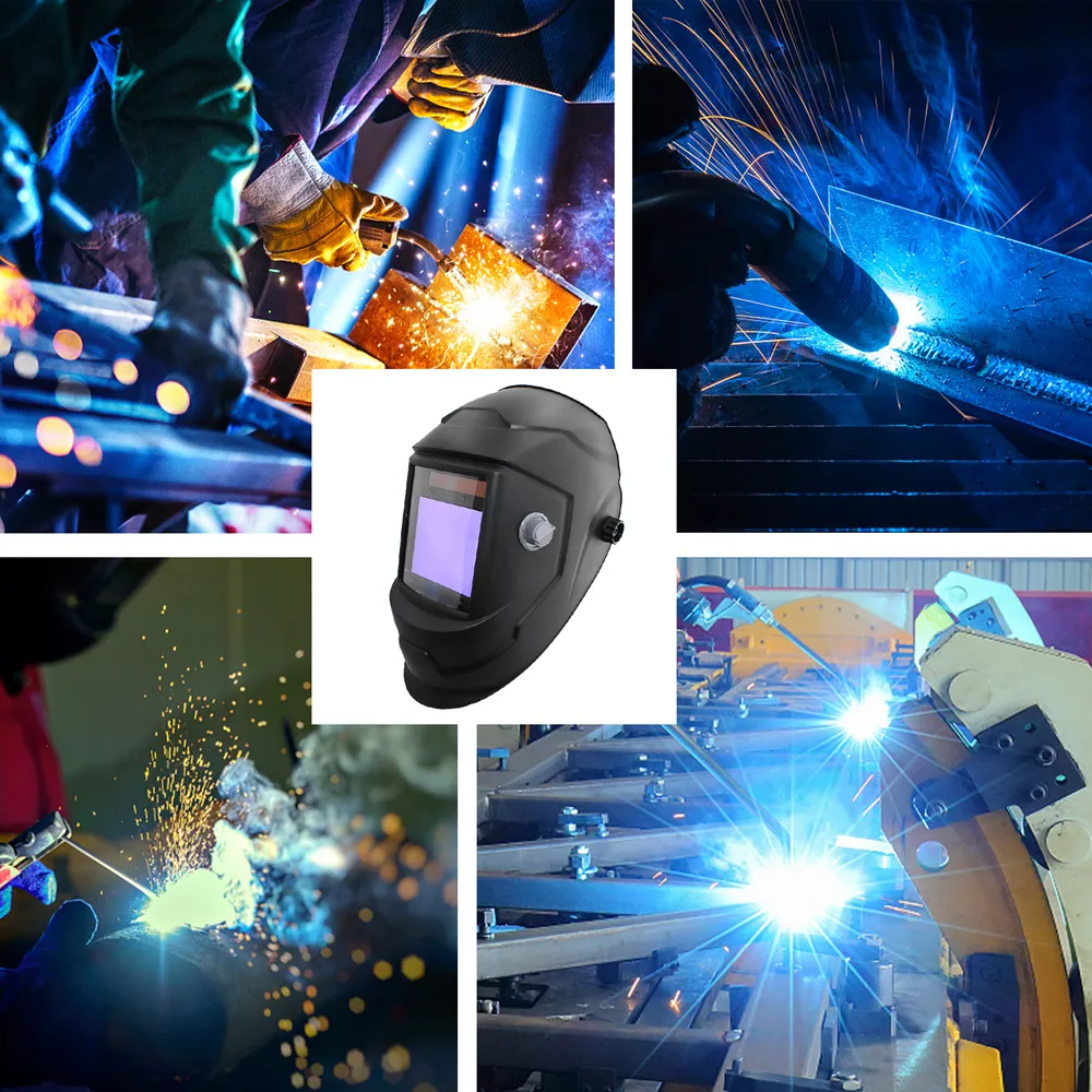 Auto Darkening Welders Helmet Mask Welding Grinding Blue & 5 X Lens Cover - View #10