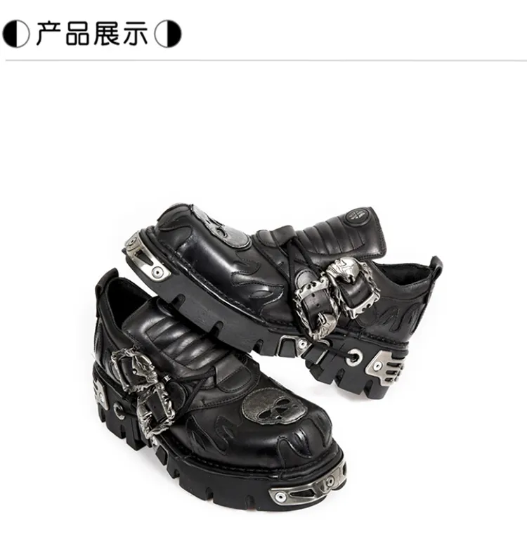 DHgate.com:Dark Punk Leather Platform Shoes: Vintage Flame