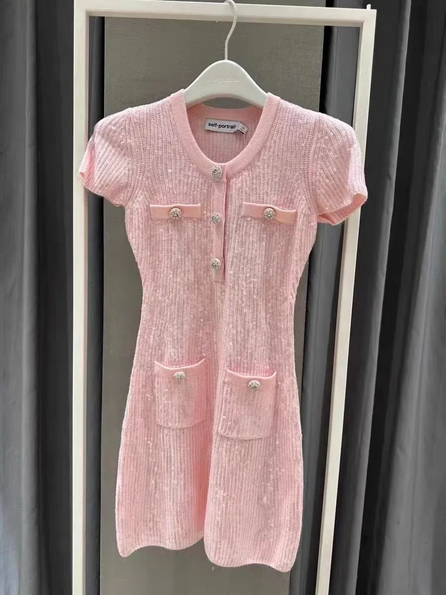 strapless open back dress Chanel Pink Sleeveless Tweed Mini Dress with Sequin Embellishments Det –  Sellier