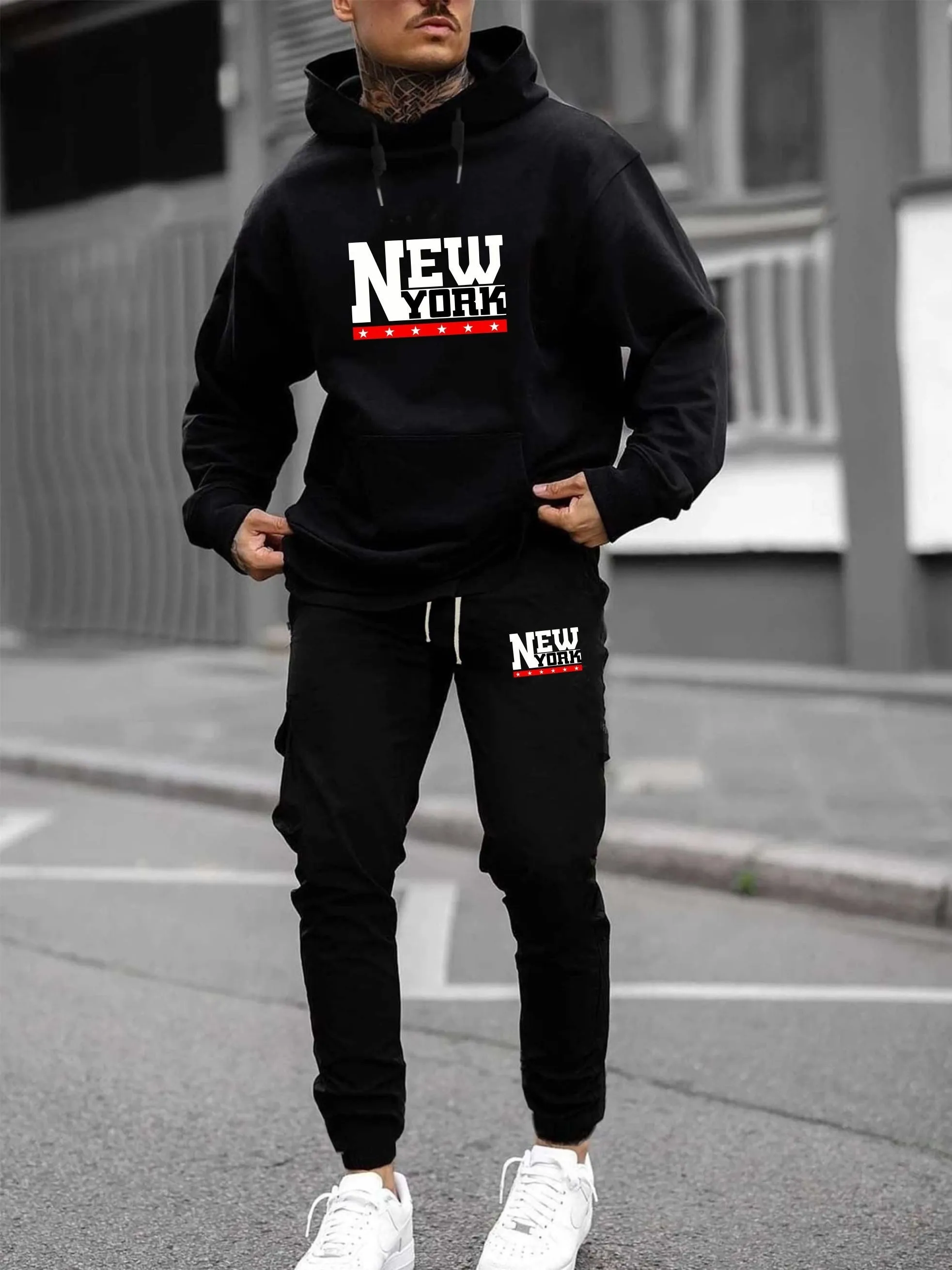DHgate Mens 2 Piece Hooded Sweatshirt and Jogger Set for Autumn Winter Automobiles Motorcycles