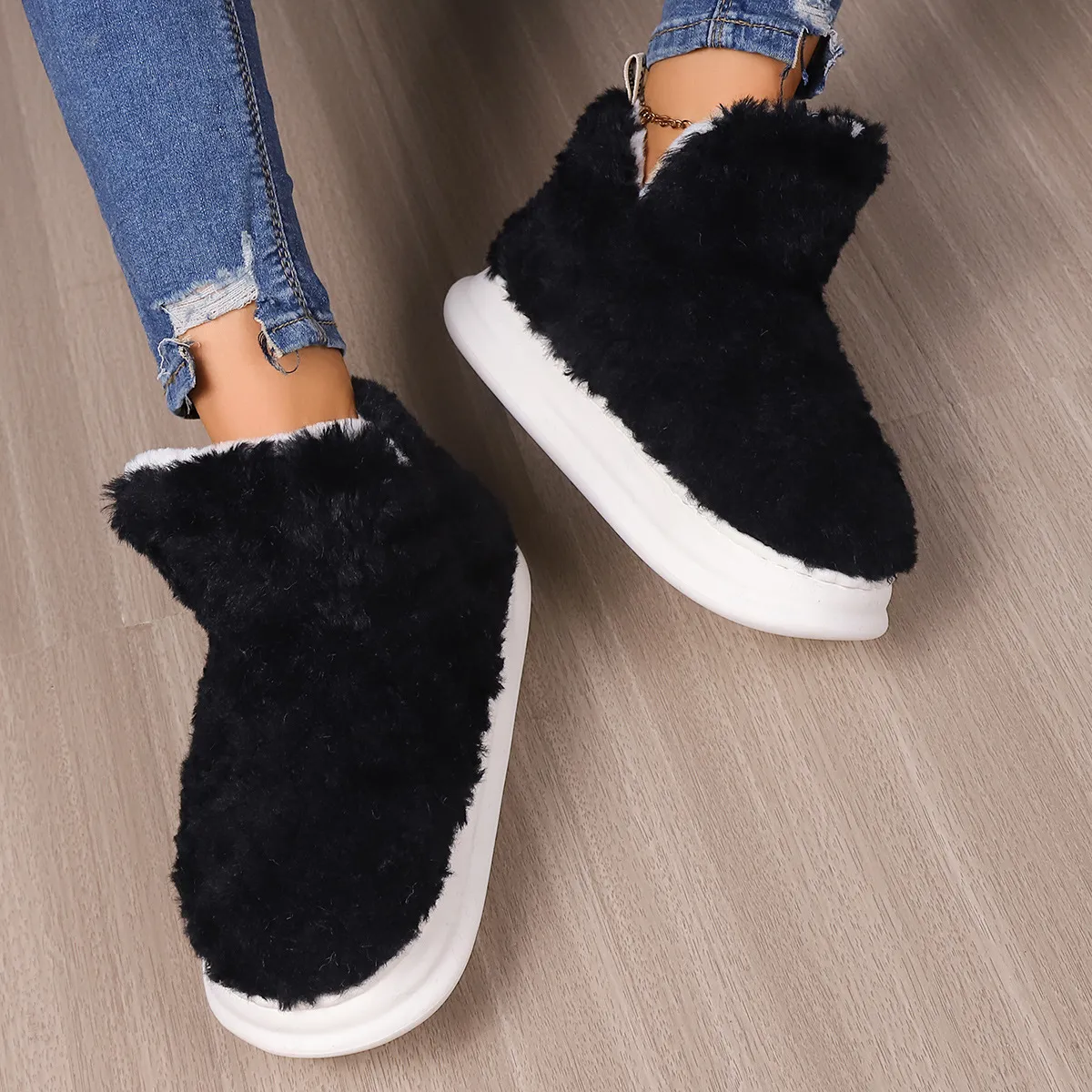Indoor Outdoor Black Boot Slippers Ladies Black Slipper Boots