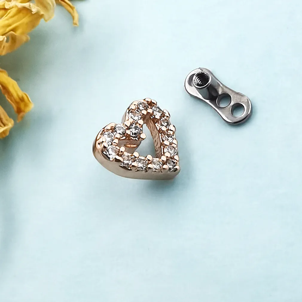 Heart Dermal Anchor Top With Titanium Base Micro Piercings For CZ Skin Diver Surface Implants Sexy Nose Piercing Jewelry From Ddmycrazy 9.48 DHgate.Com