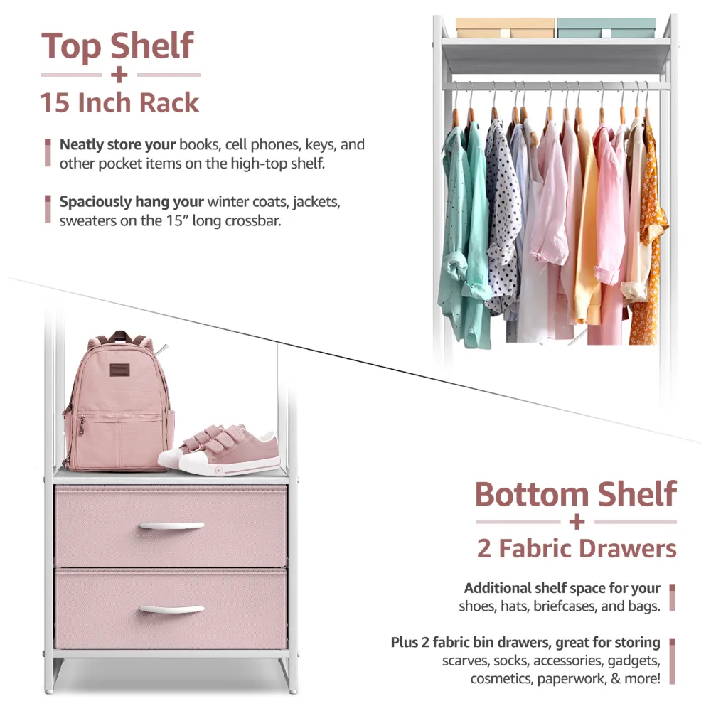 Standalone Clothing Rack With Drawers Tall Narrow Clothes Storage Organizer For Shirts Dresses And Jackets Pink From Homepro1 126.34 DHgate.Com