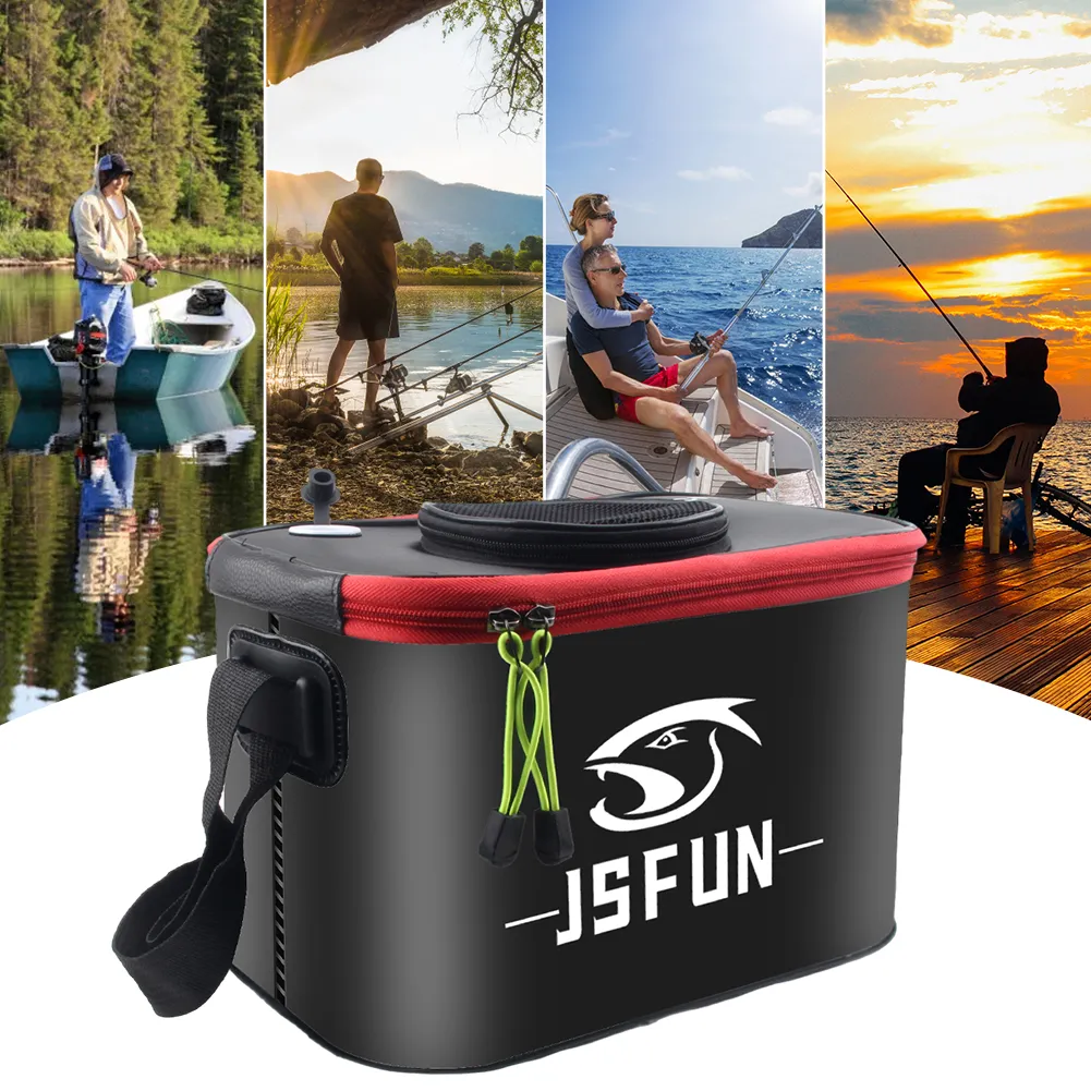 Foldable Fishing Bucket with Adjustable Strap - Portable EVA Live Fish ...
