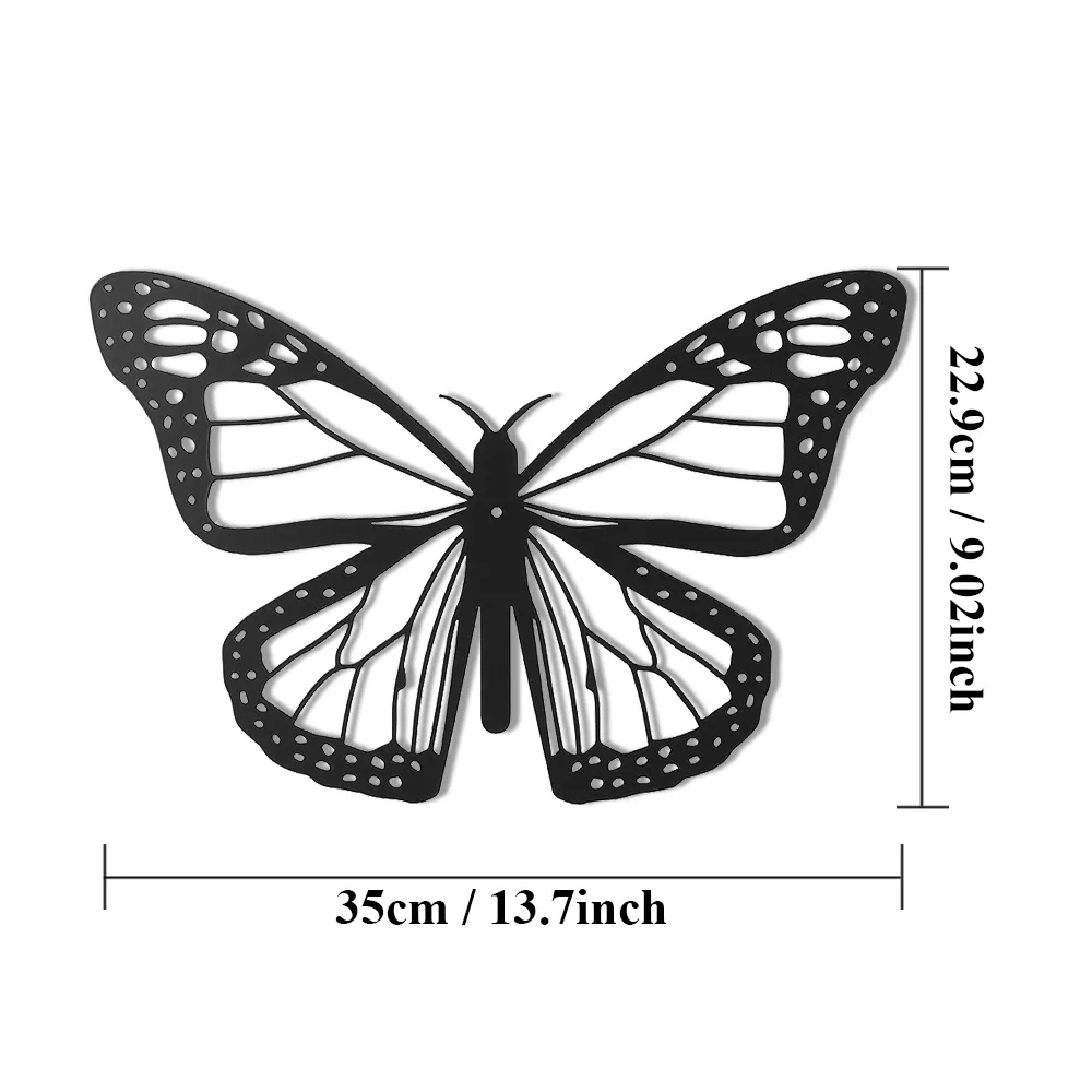 Black Metal Butterfly Wall Decor - Unique Garden Art for