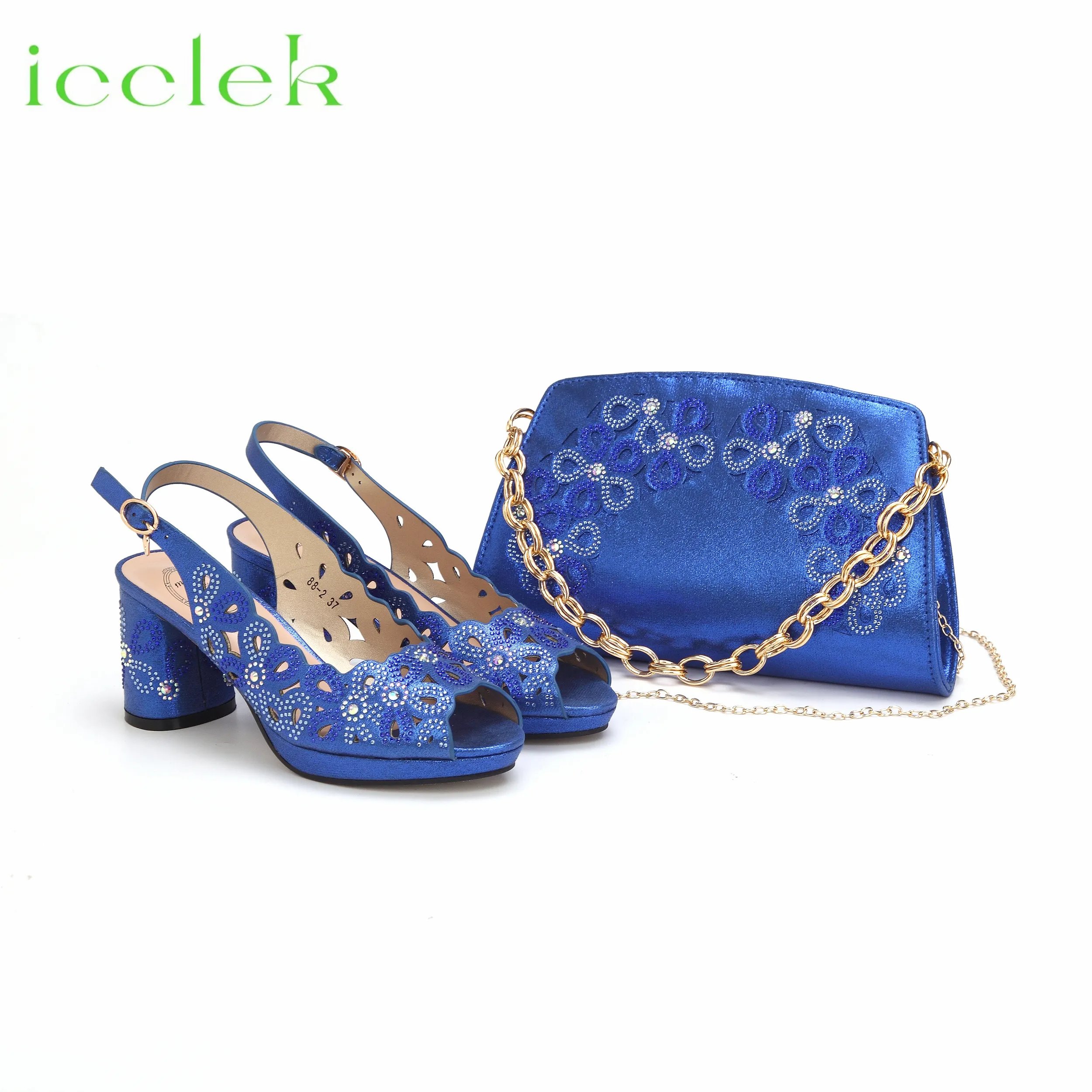 Royal Blue High Heel Sandal Bag Set Elegant Hollow Design, Comfortable  Party Shoes Shop Now!
