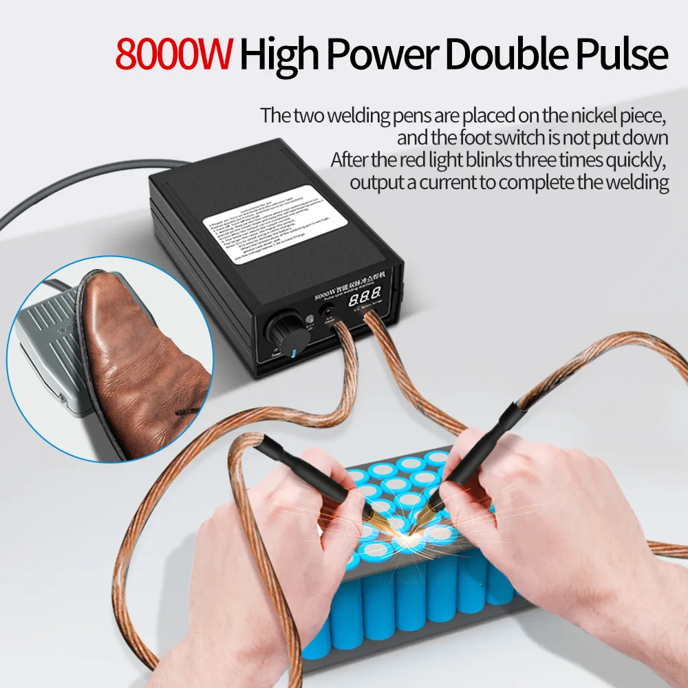 8000W スポット溶接機、ポータブル溶接機キット 18650 バッテリー