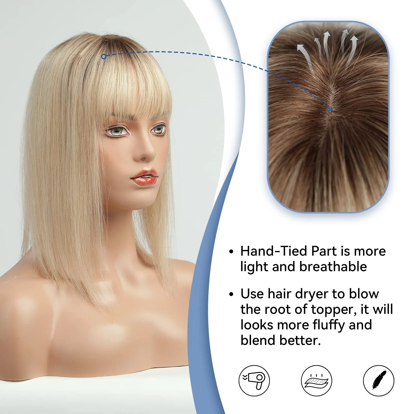 Straight Remy Human Hair Toppers With Bangs Toupee... From 