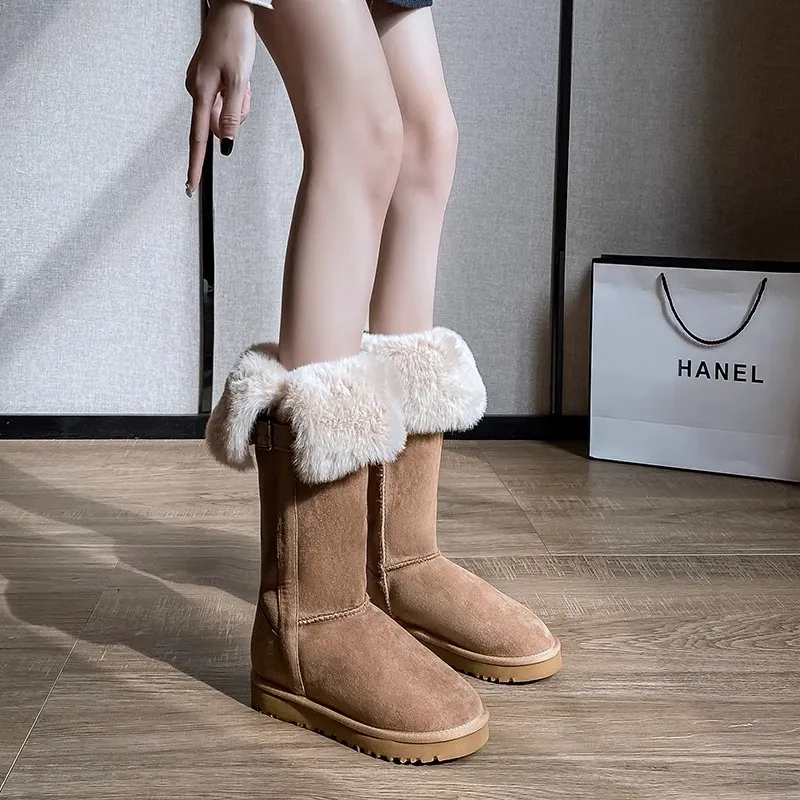 Knee High Mid Calf Winter Boots For Women Suede Womens Winter Mid