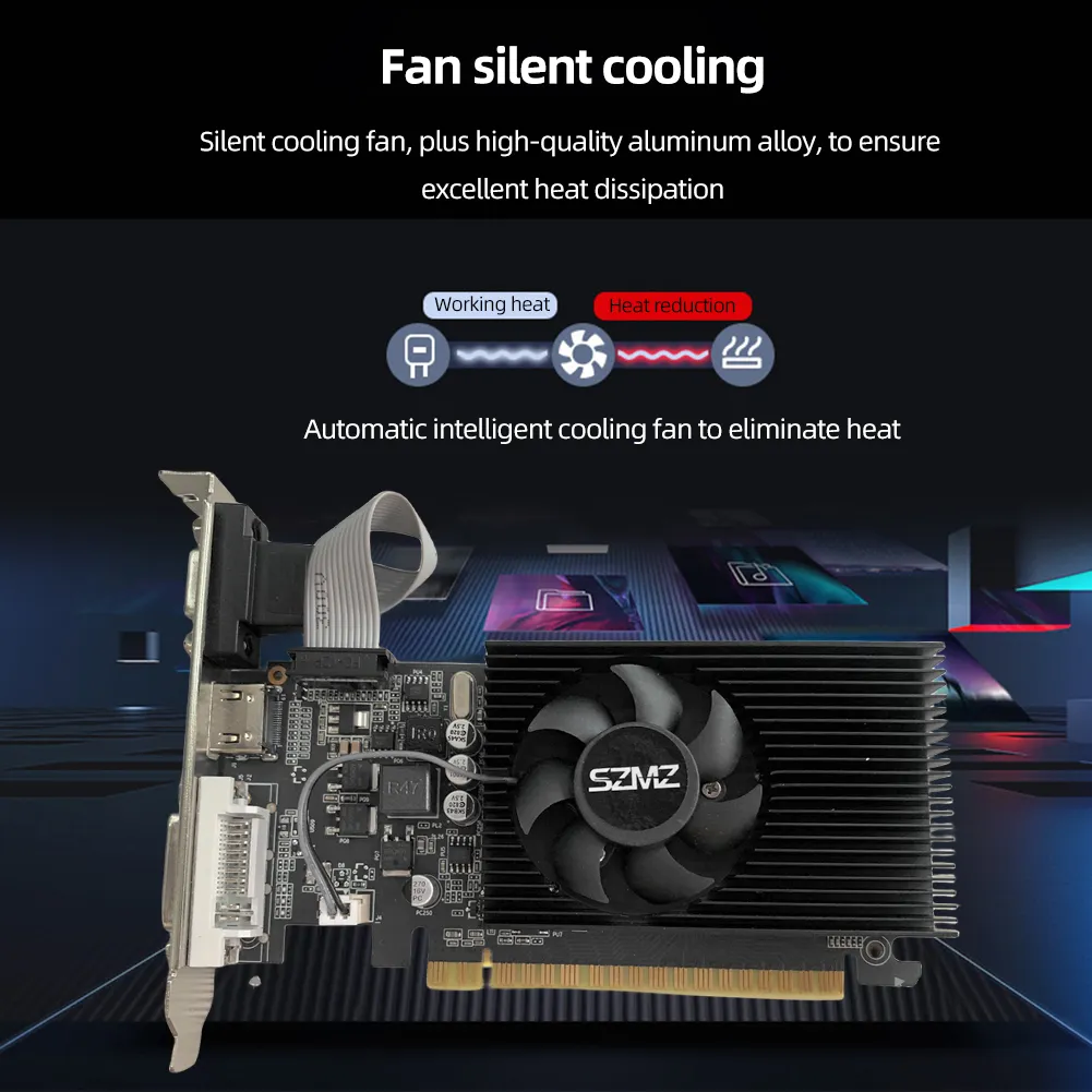 GT730 4GB DDR3 Desktop Gaming Video Card PCI-E2.0 16X Low Profile Graphics Card with Cooling Fan for PC for Desktops PC/Servers
