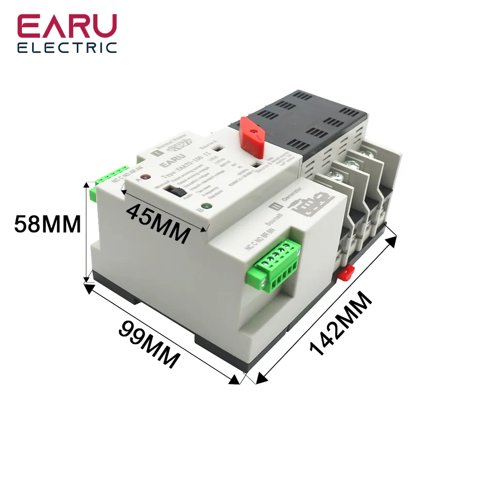 2/3/4P 100A Automatic Transfer Switch Dual Power Electrical Selector ...