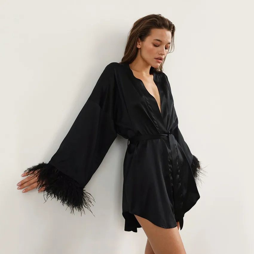 Feather Kimono for Women Bridesmaid Proposal Robe with Kimono Sleeves White  Bridal Dressing Gown from Dhgate Junior Bridesmaid Dresses - price 50.55