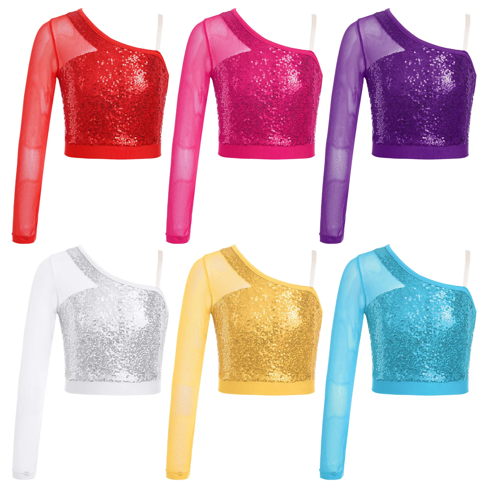 sheer long sleeve dance top