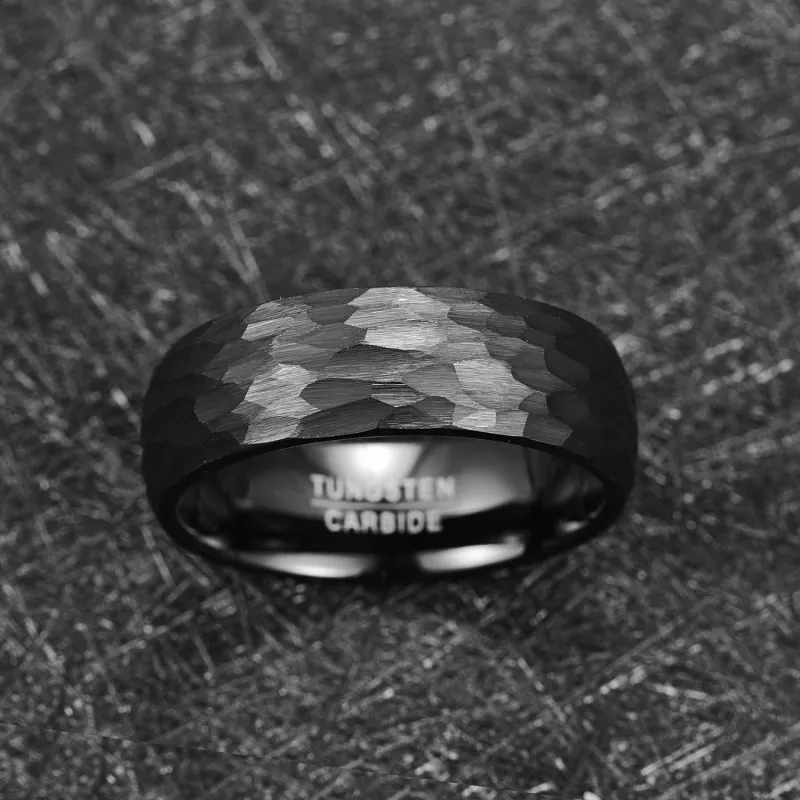 NUNCAD 8mm Black Tungsten Carbide Ring - Matte Finish Men's Wedding Band, Comfort Fit - View #5