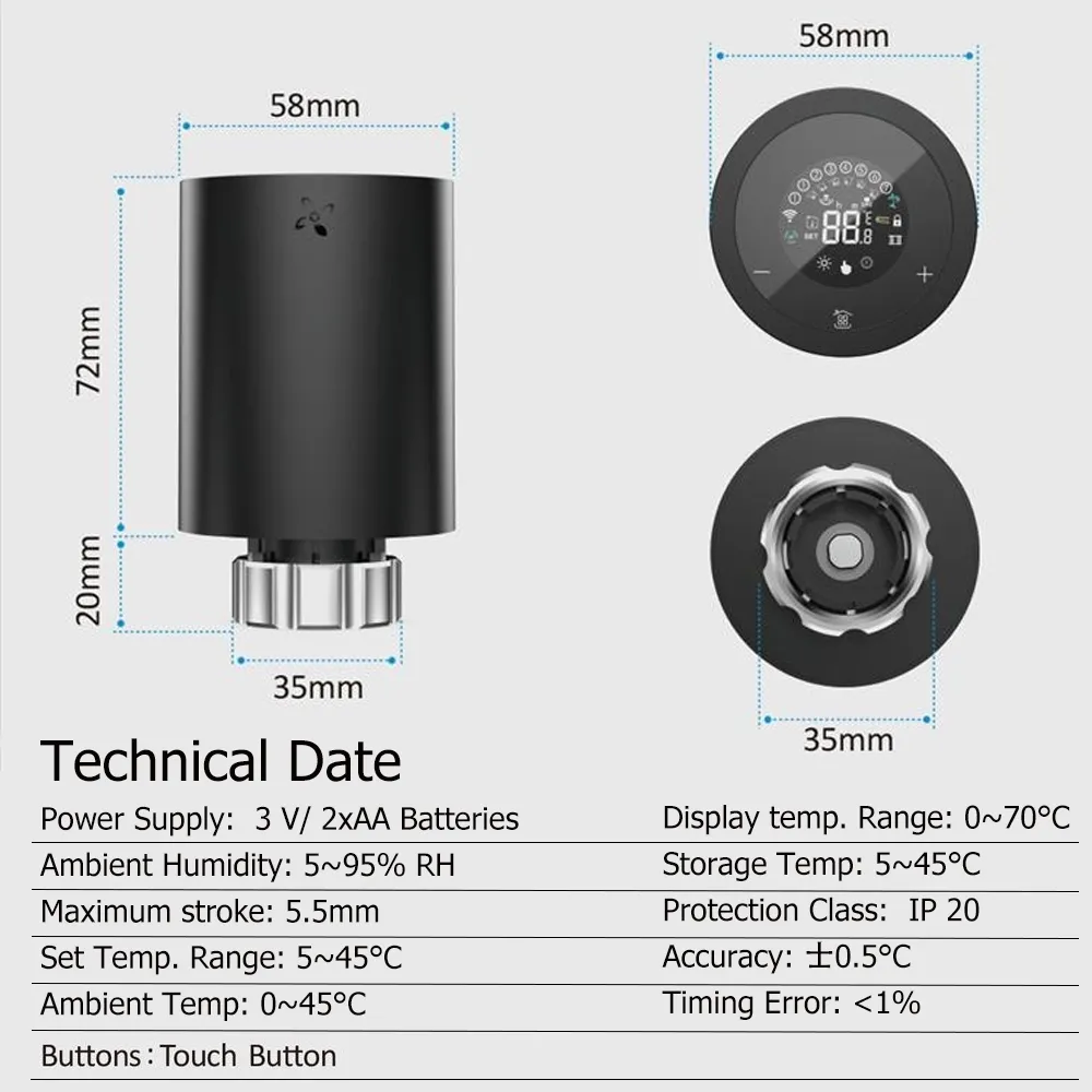 Smart ZigBee smart radiator thermostat with TRV...