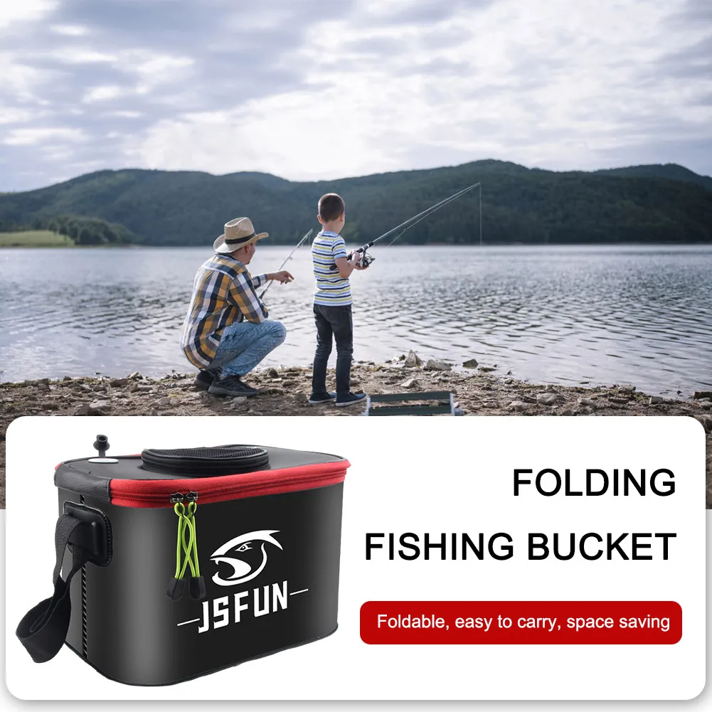 Foldable Fishing Bucket with Adjustable Strap - Portable EVA Live Fish ...