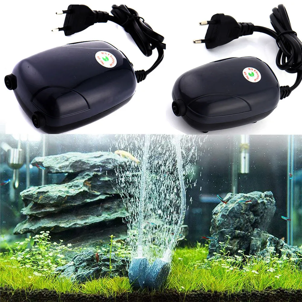 DHgate Mini Silent Aquarium Air Pump Efficient Single Double Outlet Oxygen Compressor for Fish Tanks 3W 5W 220V Sports Outdoors
