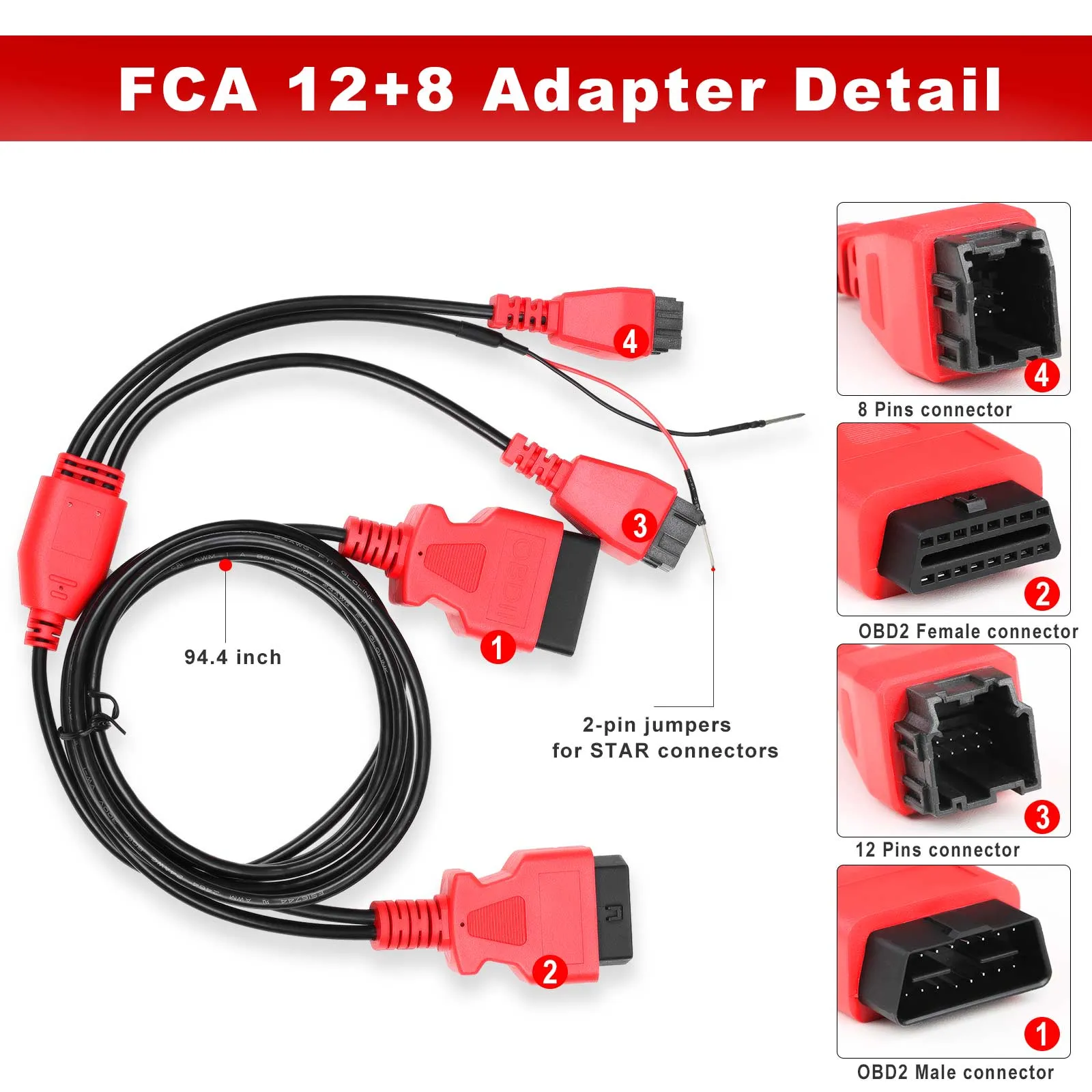 Cavo Adattatore 12+8 Per Autel Maxisys - Connettore Diagnostica Per Veicoli Chrysler/Fiat - Foto 3