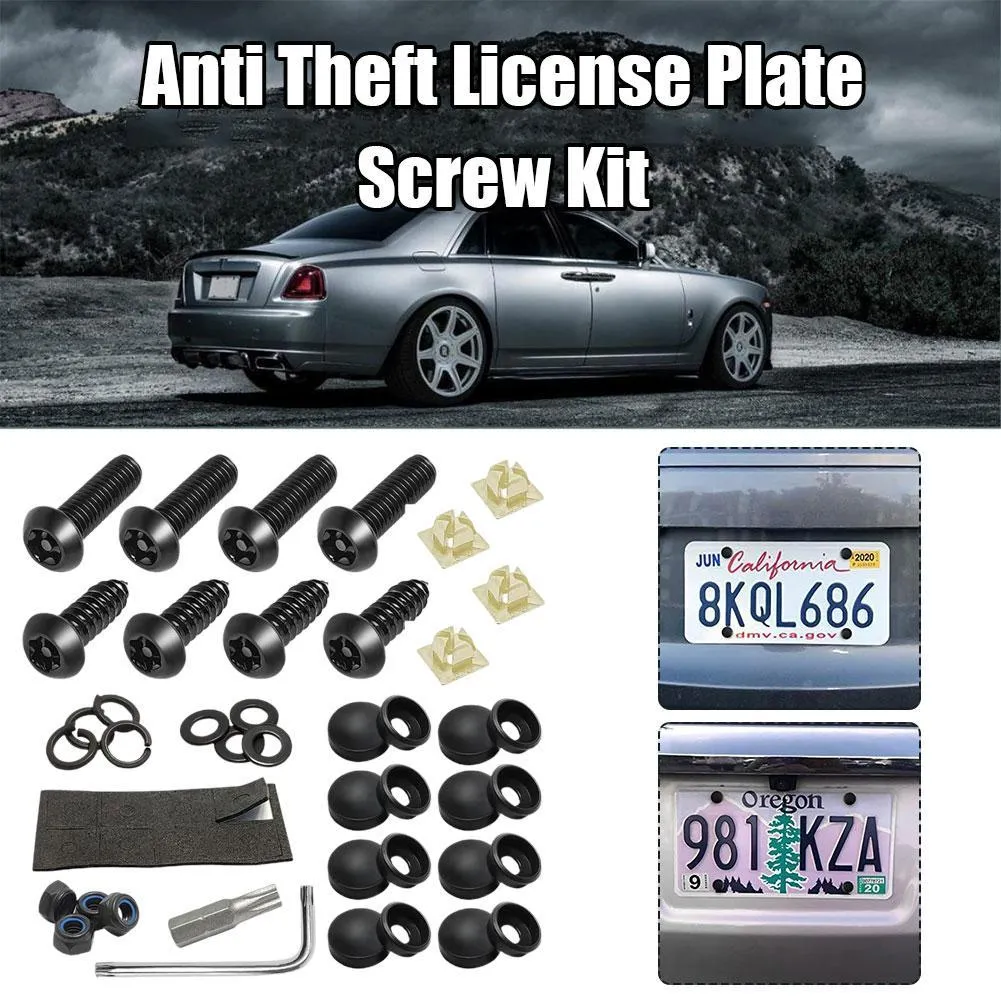 40 Pcs License Plate Screw Kit – Anti-Theft, Anti-Rattle, Rust-Proof Bolts For Cars, Trucks, SUVs (Black)