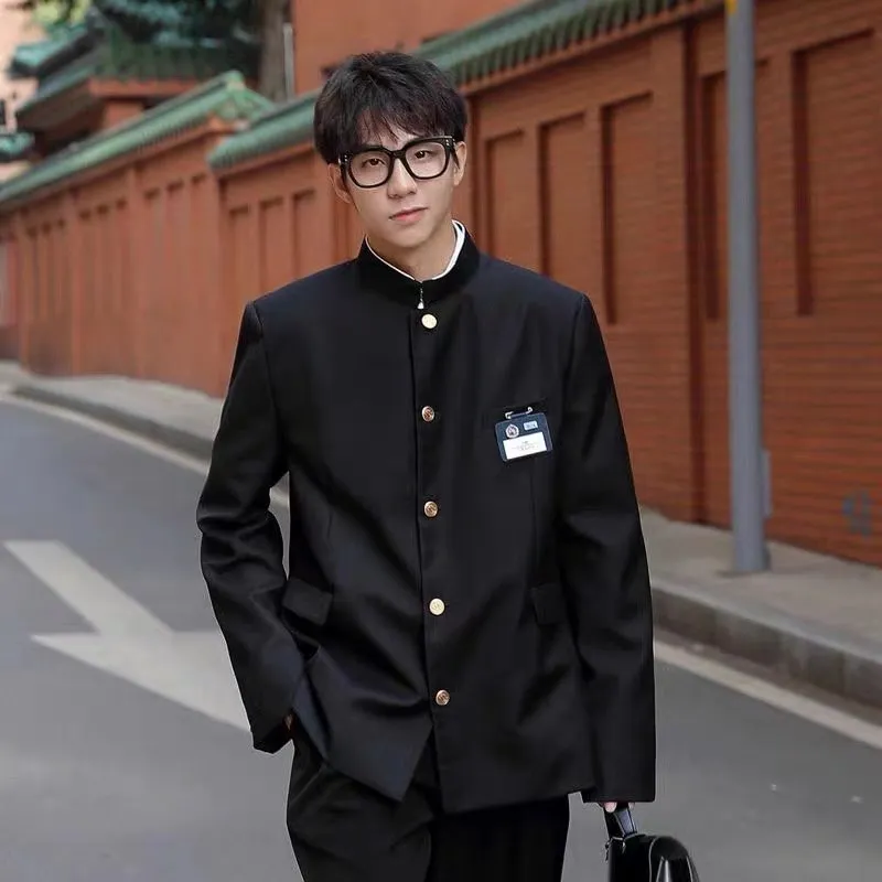 2024 Japanese High School Uniform 3 Piece Suit Set Chic Streetwear for Men