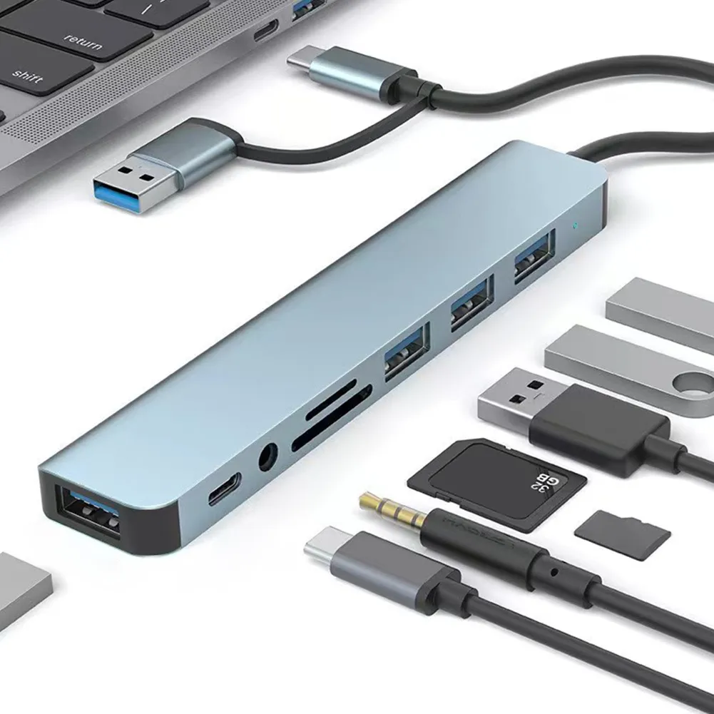 Aluminum Alloy USB 3.0 usb c adapter with 8 Ports,...