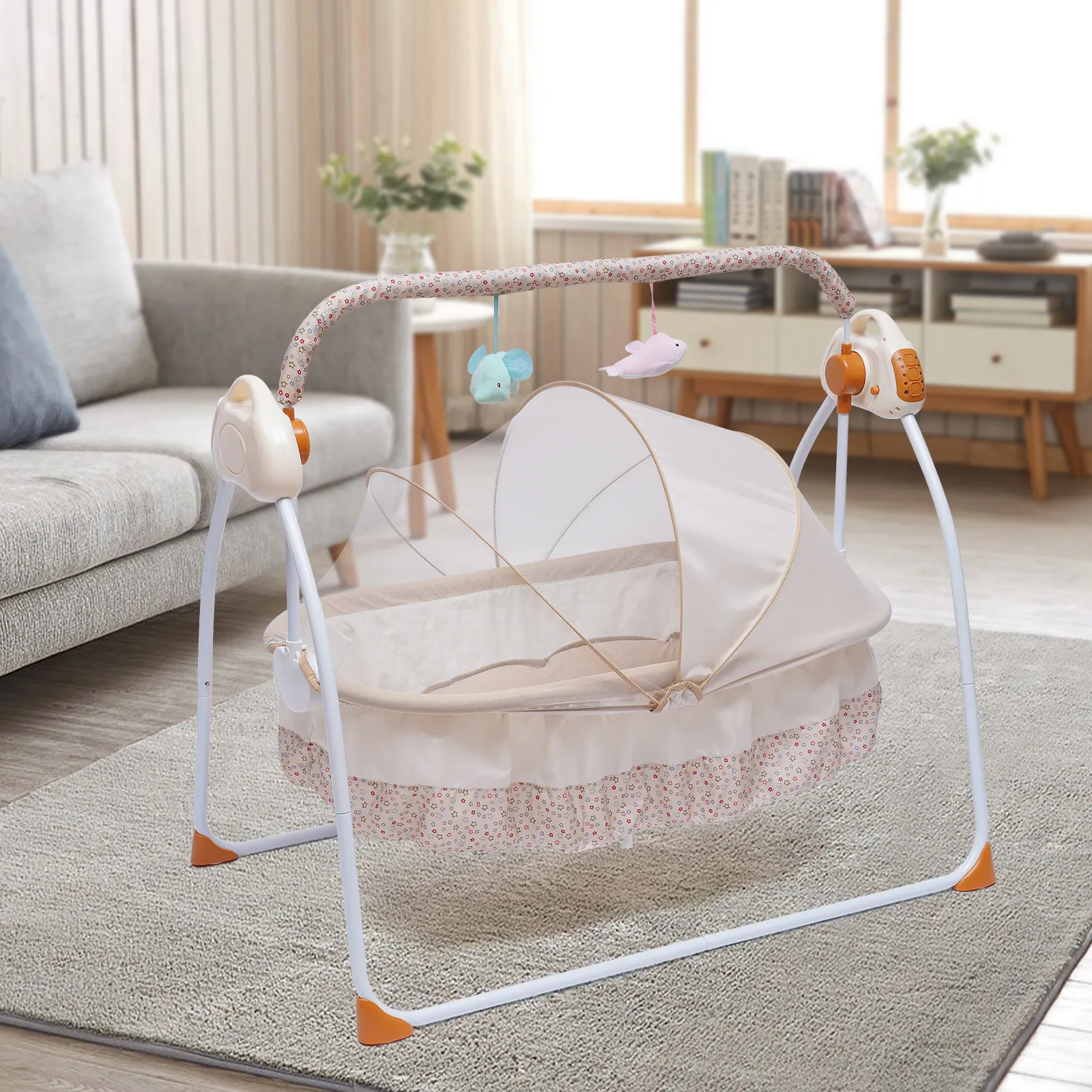 Bluetooth Electric Auto Swing Bed Baby Cradle Safe Crib Infant Rocker W ...