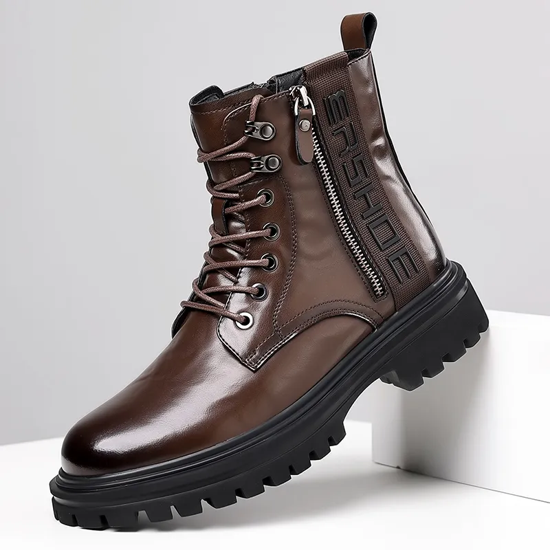 High Top Mens Motorcycle Boots Premium Leather Ankle Boots for Versatile  Punk Style, Shop Now!