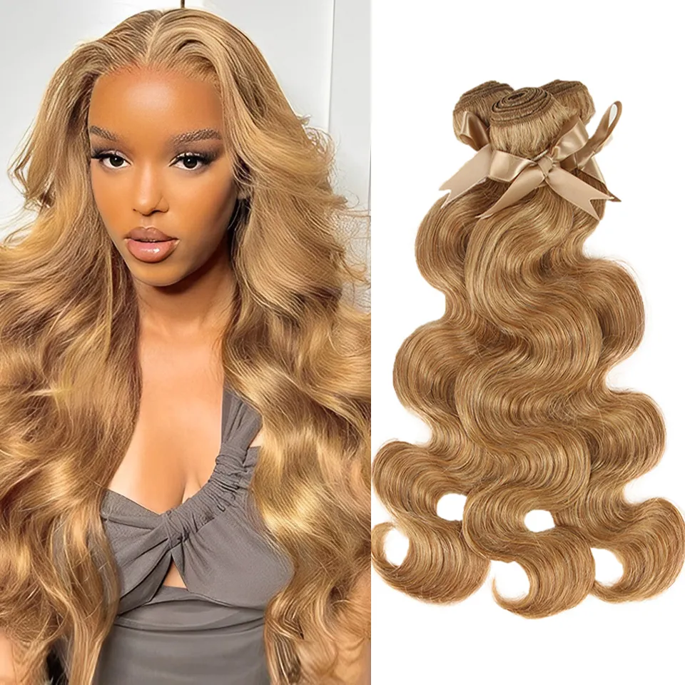 Honey Blonde Hair Bundles Brazilian Body Wave Remy Hair Extensions