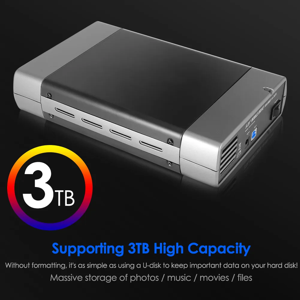 5.25 Inch External HHD Enclosure USB2.0/USB3.0 to SATA Optical Drive HDD Case Support DVD 16 Speed Recording Hard Disk Case